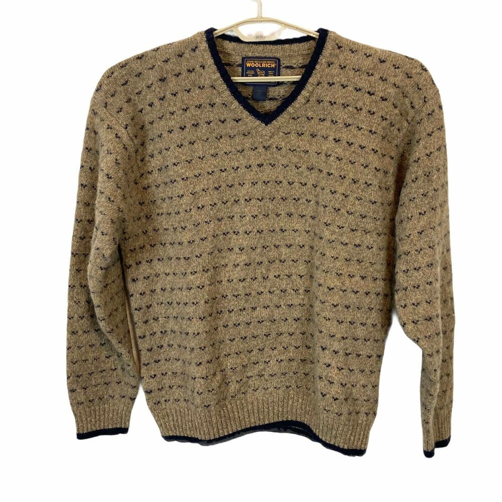 Woolrich Dad Grandpa Sweater Vintage Men's Wool V-Neck Sweater sz XL